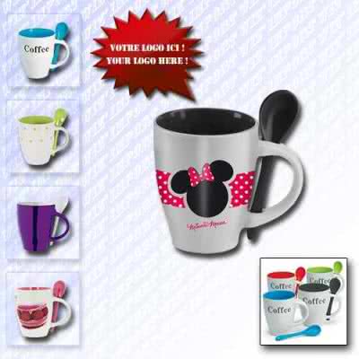 Mug 350 ml porcelaine fuselé avec cuillière
