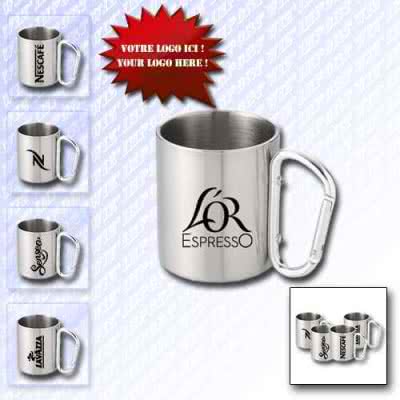 Mug 350 ml en inox avec mousqueton